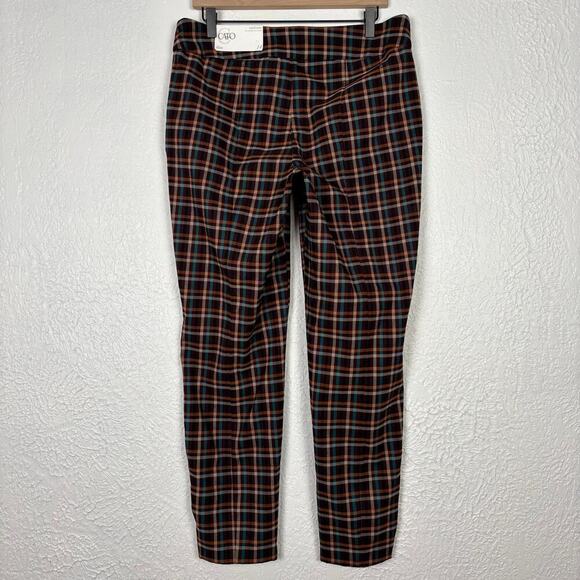 Cato Brown Plaid Mid-Rise Slim Leg Pull-On Pants NWT Size 14 - Picture 3 of 6